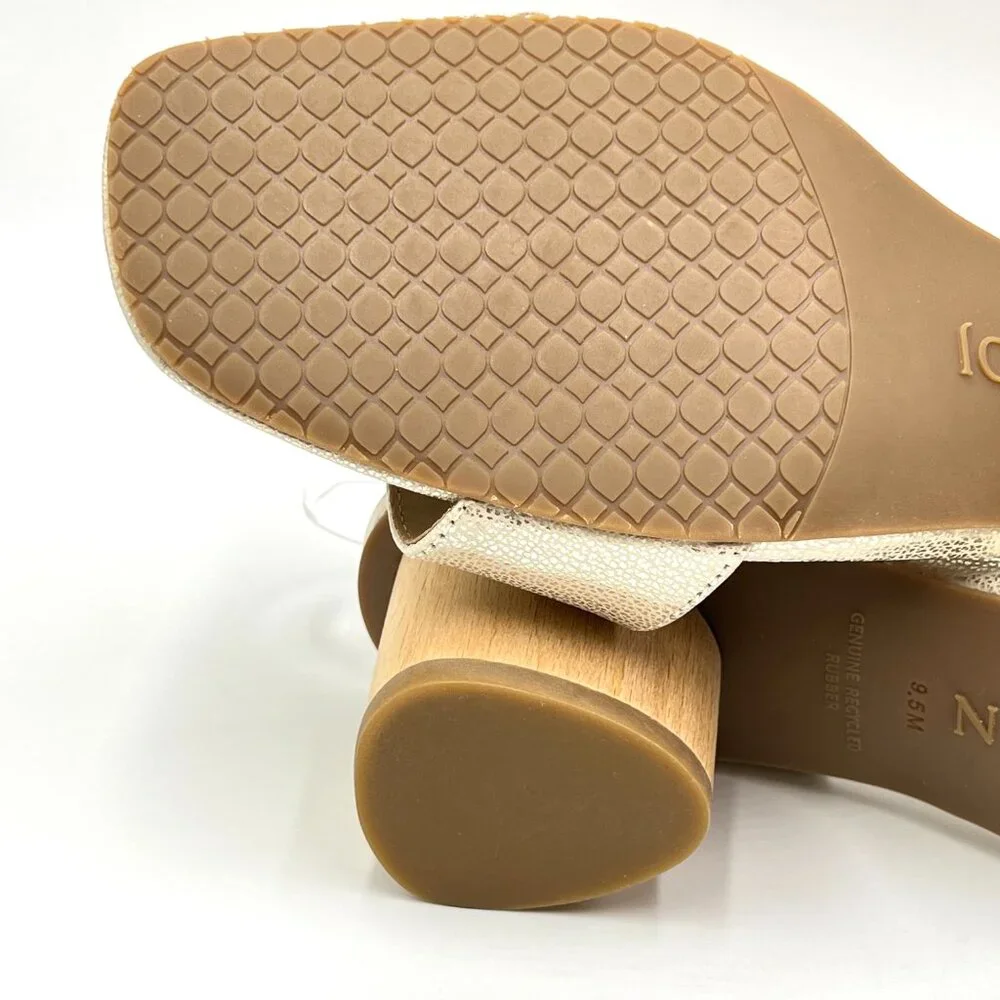 NYDJ Womens Size 9.5 Georgia Gold Wood Block‎ Heels Dress Sandals Shoes